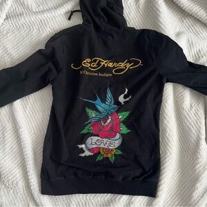 Ed Hardy y2k bedazzled rhinestone zip up